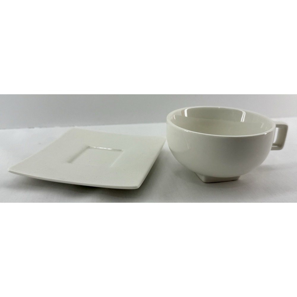 Tea Forté Cup & Saucer Set 2 – White Porcelain Contemporary Square Design‎ NWOB - Picture 4 of 7